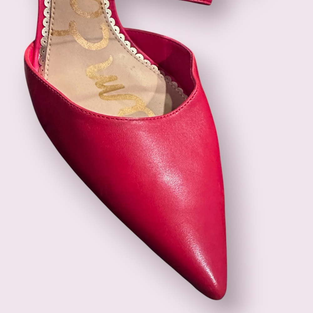 Sam Edelman Red Pointed-Toe Hope Heels with Clear Strap Size 9.5 - Picture 4 of 12